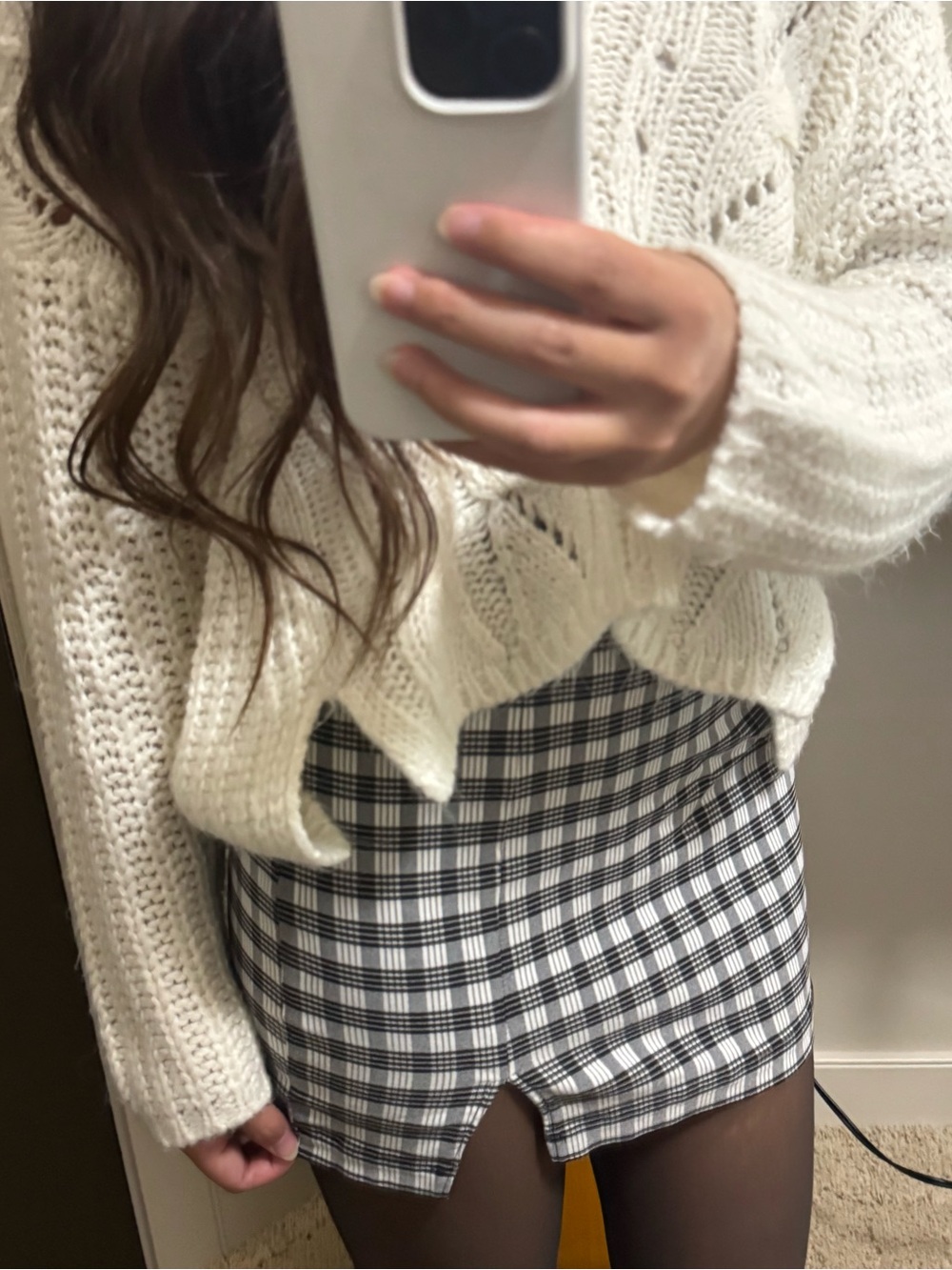 Black & White Plaid Mini Skirt